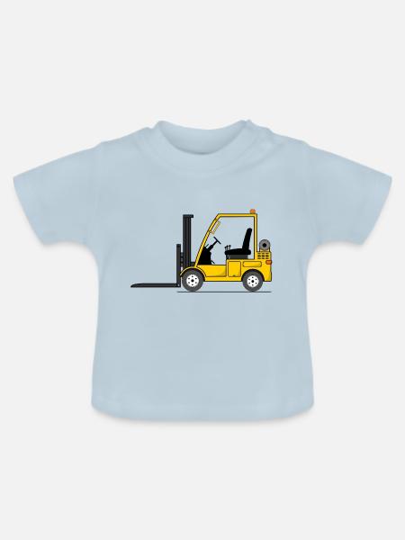 Stapler Gabelstabler Gelb - Baby Bio-T-Shirt mit Rundhals - Hellblau