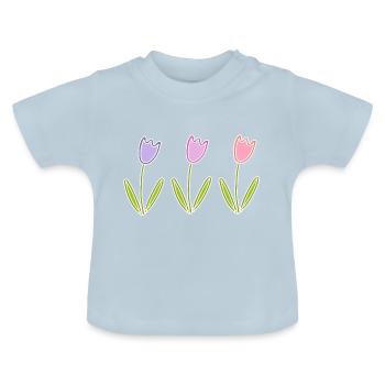 Fleurs de tulipes - T-shirt bio col rond Bébé - bleu clair - Devant
