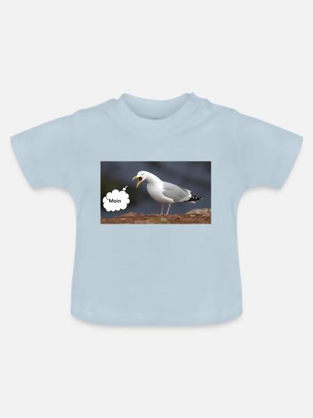 Moin Möwe - Baby Bio-T-Shirt mit Rundhals - Hellblau