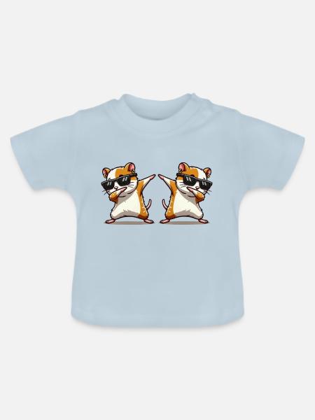 hamster dabbing 2 - Baby Bio-T-Shirt mit Rundhals - Hellblau