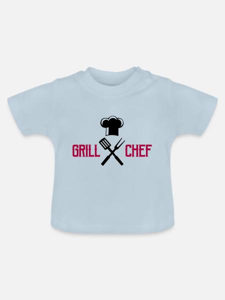koch besteck grill - Baby Bio-T-Shirt mit Rundhals - Hellblau
