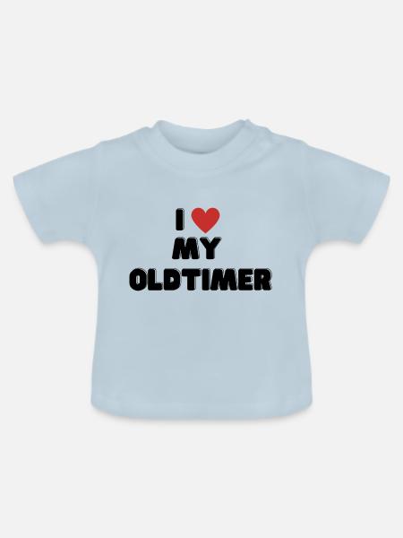 I love my Oldtimer - Baby Bio-T-Shirt mit Rundhals - Hellblau