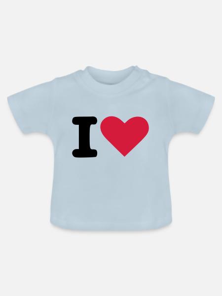 i love - Baby Bio-T-Shirt mit Rundhals - Hellblau