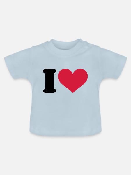 I - Heart - Baby Bio-T-Shirt mit Rundhals - Hellblau