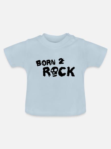 born_2_rock_1c - Baby Bio-T-Shirt mit Rundhals - Hellblau