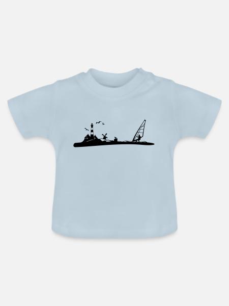 Nordsee Surfen - Baby Bio-T-Shirt mit Rundhals - Hellblau