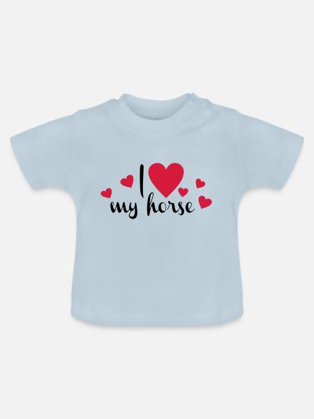 Pferd - Baby Bio-T-Shirt mit Rundhals - Hellblau