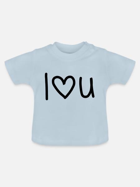 I Lovee You - Baby Bio-T-Shirt mit Rundhals - Hellblau