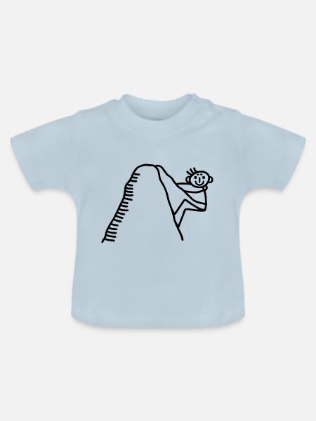 Strichmännchen klettert Berg hoch - Baby Bio-T-Shirt mit Rundhals - Hellblau
