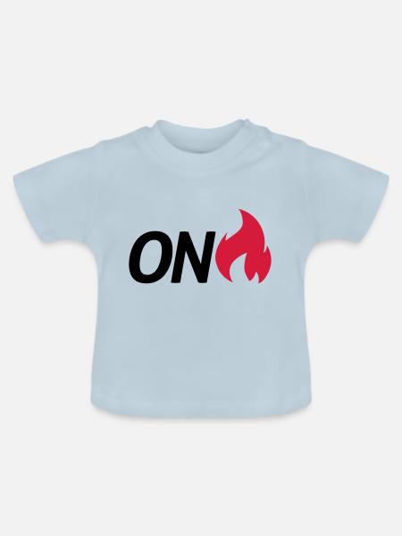 on fire - Baby Bio-T-Shirt mit Rundhals - Hellblau