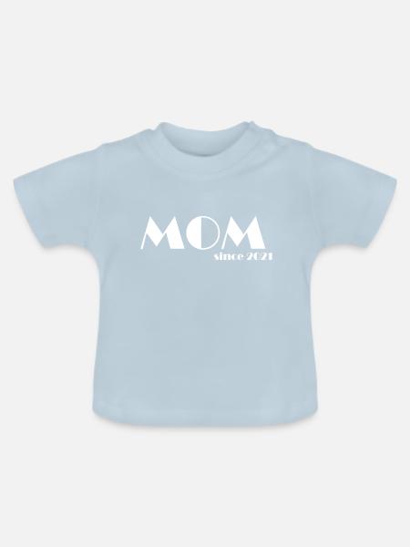 MOM since 2021 w - Baby Bio-T-Shirt mit Rundhals - Hellblau