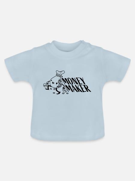 Money Maker gehender Geldsack - Baby Bio-T-Shirt mit Rundhals - Hellblau