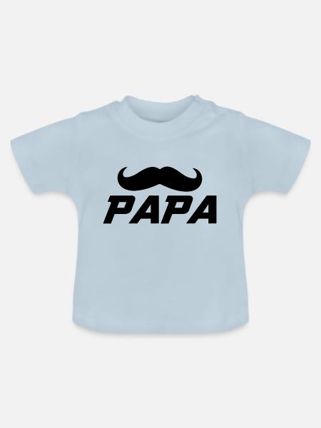 Papa und Schnurrbart - Baby Bio-T-Shirt mit Rundhals - Hellblau