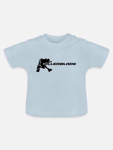 rollerblader silhouette schwarz - Baby Bio-T-Shirt mit Rundhals - Hellblau