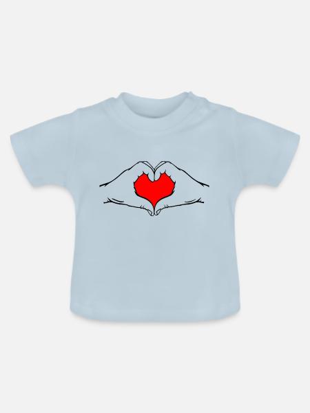 Hände in Herzform - Baby Bio-T-Shirt mit Rundhals - Hellblau