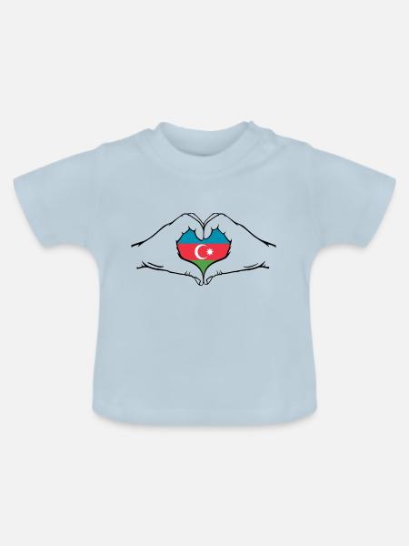 Aserbaidschan Herzform mit Hände - Baby Bio-T-Shirt mit Rundhals - Hellblau