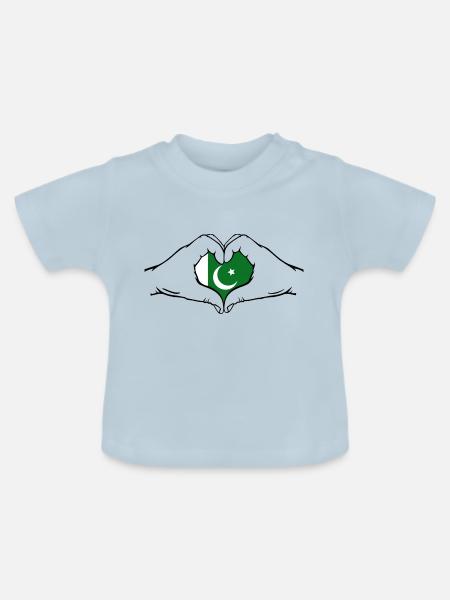 Pakistan Herzform - Baby Bio-T-Shirt mit Rundhals - Hellblau