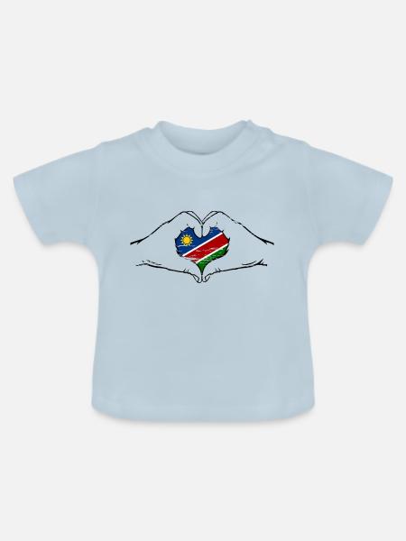 Namibia Flagge Herzform used - Baby Bio-T-Shirt mit Rundhals - Hellblau