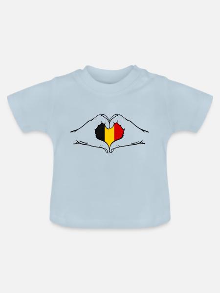Belgien Flagge Herzform - Baby Bio-T-Shirt mit Rundhals - Hellblau