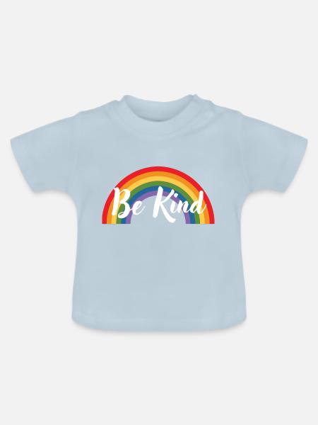 Be Kind Rainbow - Baby Bio-T-Shirt mit Rundhals - Hellblau