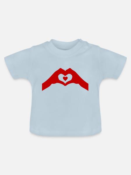hände herz - Baby Bio-T-Shirt mit Rundhals - Hellblau
