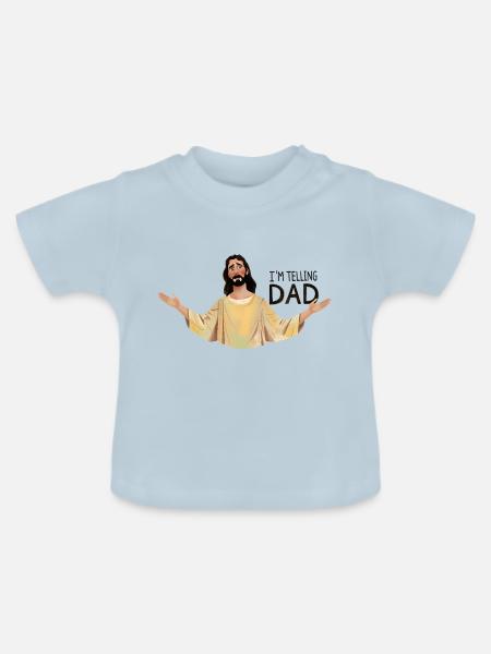 Ich erzähle es Papa - Baby Bio-T-Shirt mit Rundhals - Hellblau