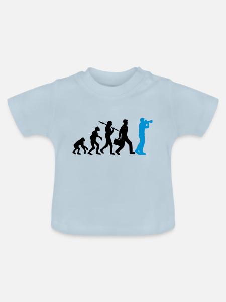 Fotograf Kamera Evolution - Baby Bio-T-Shirt mit Rundhals - Hellblau