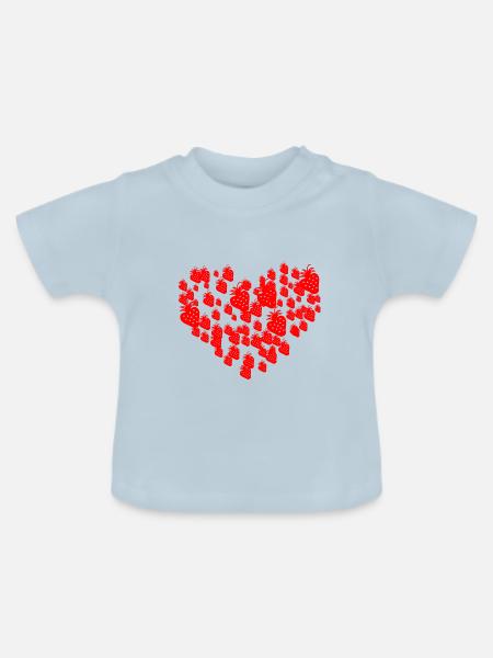 herz erdbeere - Baby Bio-T-Shirt mit Rundhals - Hellblau