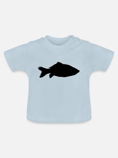 fish carp silhouette - Baby Bio-T-Shirt mit Rundhals - Hellblau