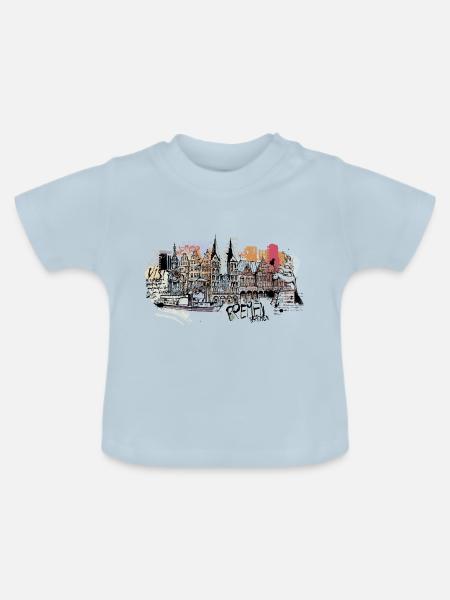 Bremen Skyline - Baby Bio-T-Shirt mit Rundhals - Hellblau