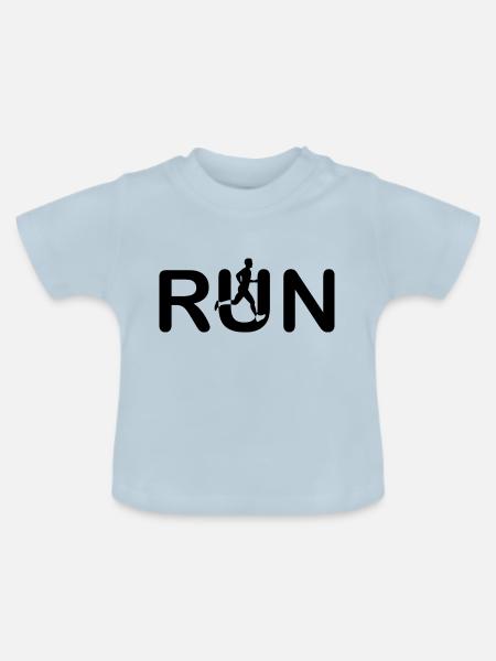 Marathon Running Run jogging - Baby Bio-T-Shirt mit Rundhals - Hellblau