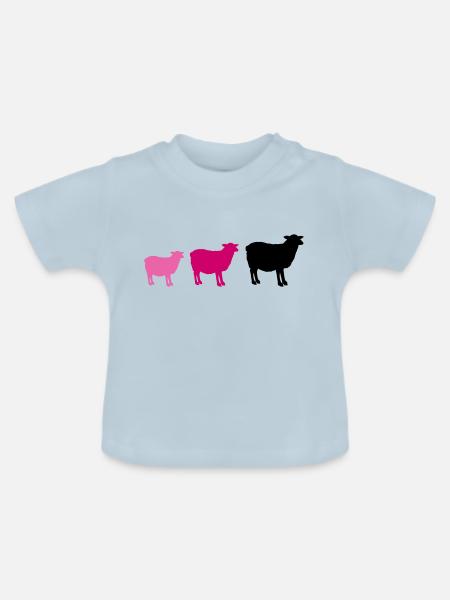 sheep family - Baby Bio-T-Shirt mit Rundhals - Hellblau