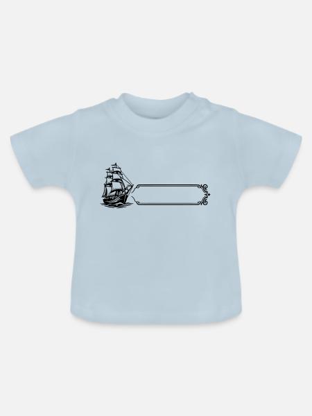 Boot - Name, Vorname - Baby Bio-T-Shirt mit Rundhals - Hellblau