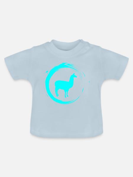 Alpaka Lama - Baby Bio-T-Shirt mit Rundhals - Hellblau