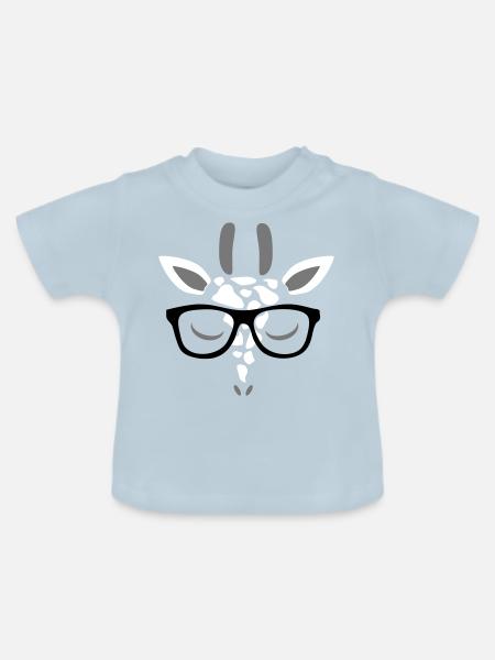 Giraffe - Baby Bio-T-Shirt mit Rundhals - Hellblau