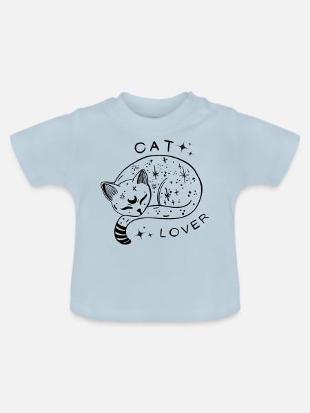 Heaven Cat Lover - Baby Bio-T-Shirt mit Rundhals - Hellblau