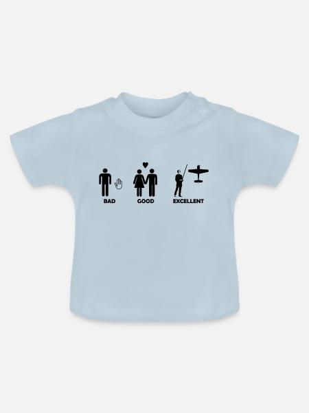 bad good excellent modellfliegen - Baby Bio-T-Shirt mit Rundhals - Hellblau
