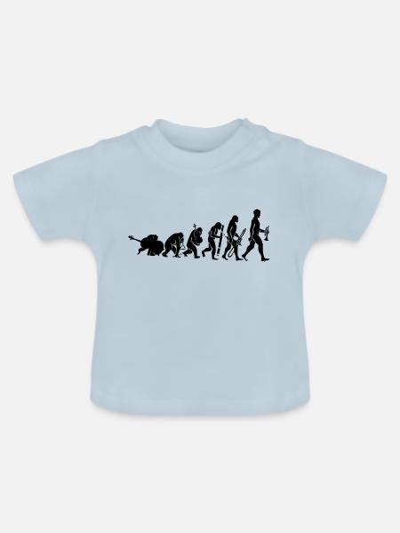 Evolution mit Musik - Baby Bio-T-Shirt mit Rundhals - Hellblau