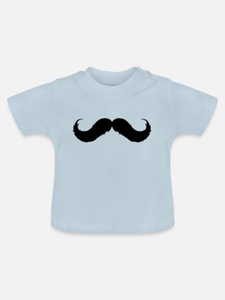 Mustache - Baby Bio-T-Shirt mit Rundhals - Hellblau