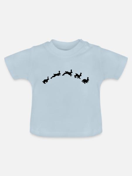Hasen springen - Baby Bio-T-Shirt mit Rundhals - Hellblau