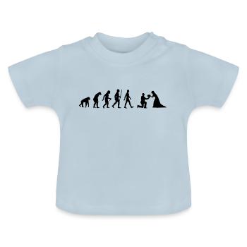 Evolution Brautpaar Braut Antrag Hochzeit heiraten - Baby Bio-T-Shirt mit Rundhals - Hellblau - Vorne