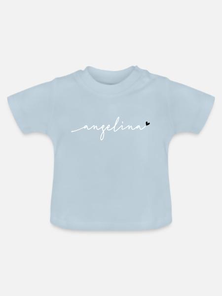 Angelina Schreibschrift Name - Baby Bio-T-Shirt mit Rundhals - Hellblau