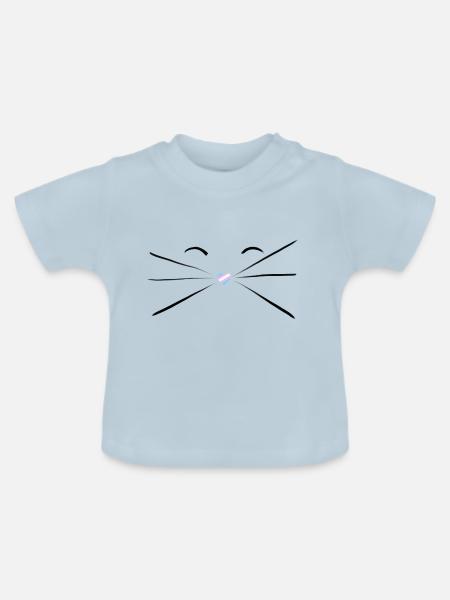 Inhalt Katze mit Herznase - Trans Flagge - Baby Bio-T-Shirt mit Rundhals - Hellblau