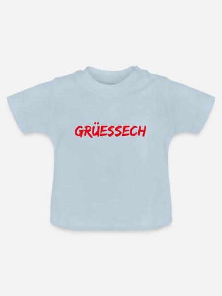 Grüessech Mundart Schweiz - Baby Bio-T-Shirt mit Rundhals - Hellblau