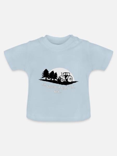 ohne Traktor läuft nix Lebensinhalt Landwirt - Baby Bio-T-Shirt mit Rundhals - Hellblau