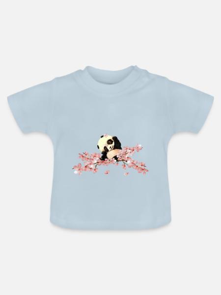 niedlicher Panda - Baby Bio-T-Shirt mit Rundhals - Hellblau