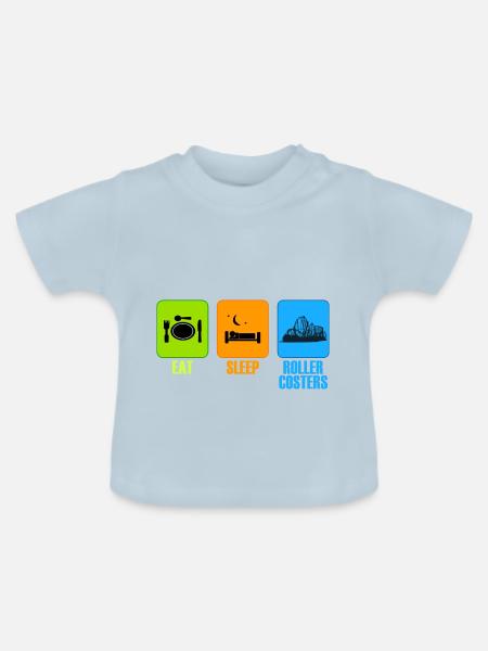 eat sleep achterbahn freizeitpark geschenk - Baby Bio-T-Shirt mit Rundhals - Hellblau