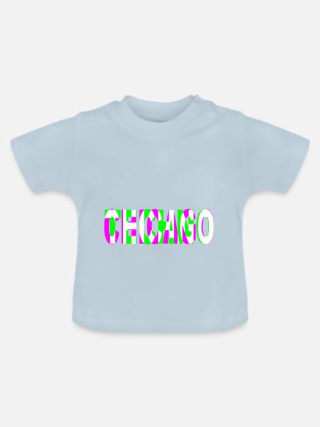 techno chicago DJ Raver Logo - Baby Bio-T-Shirt mit Rundhals - Hellblau