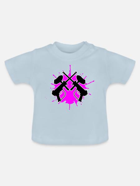 Paintball - Baby Bio-T-Shirt mit Rundhals - Hellblau