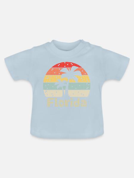 8bit Retro Florida Urlaub - Baby Bio-T-Shirt mit Rundhals - Hellblau